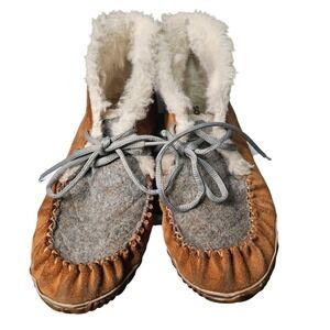 Sorel Women's Suede Moccasin Slipper Boots Faux Fur Lined NL2356 Womens 9.5